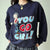 You Go Girl Cartoon Sweatshirt Women Vintage Loose Warm Pullover
