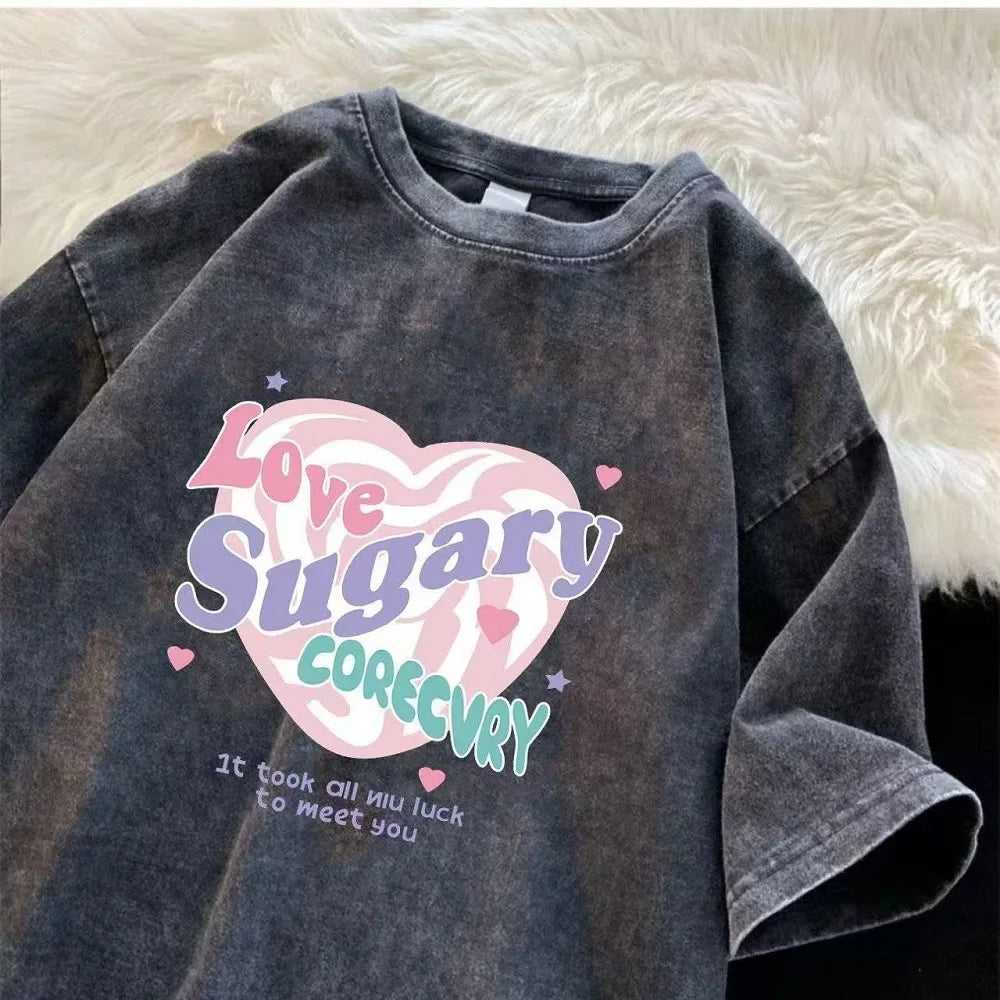 Men’s Retro Streetwear T-Shirt Vintage Washed Hip Hop Summer Tee