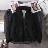 Coat Plush Jackets Solid Color Velvet Thick Warm Winter Hoodies Coat Zipper