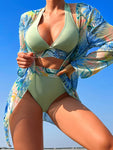 2024 Swimsuit With Kimono High Waist Swimwear Bathers Suit Beachwear