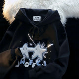 Letter Star Flocking Hoodies Women Y2K Harajuku Plus Size Sweatshirts