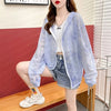 Womens UPF Sun Protection Jacket Blue Hooded Lightweight Cardigan