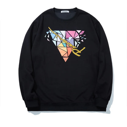 Big & Tall 3XL-12XL Hoodie for Men Triangle Print Fall Street Style