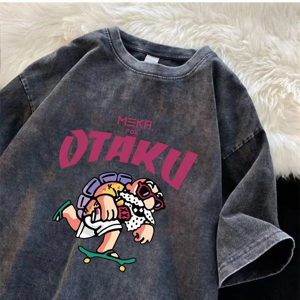 Men's Cartoon Print Summer T-Shirt Breathable Trendy Graphic