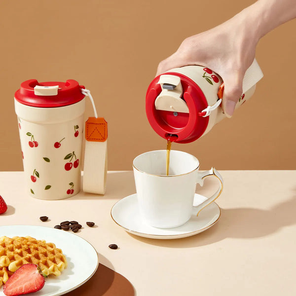 Leakproof Travel Coffee Cup With Lanyard Strap Commuter Tumbler