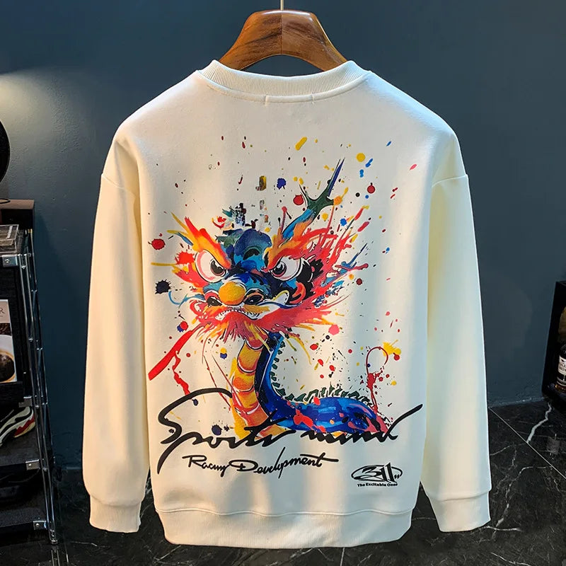 Autumn 2024 Painted Print Men’s Sweater Streetwear Long Sleeve