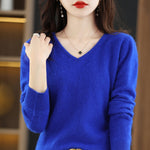 Sweater woman V-Neck Knitted Pullover Mink Cashmere Jumper Female  Soft Super Warm Sweater - xinnzy