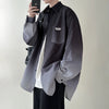 Men's shirt Gradient Plicated Long Sleeve Shirts Loose