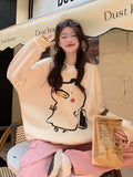 Women's Oversized Hoodie Cozy Korean Fleece and Kawaii Cartoon Design for Autumn Winter