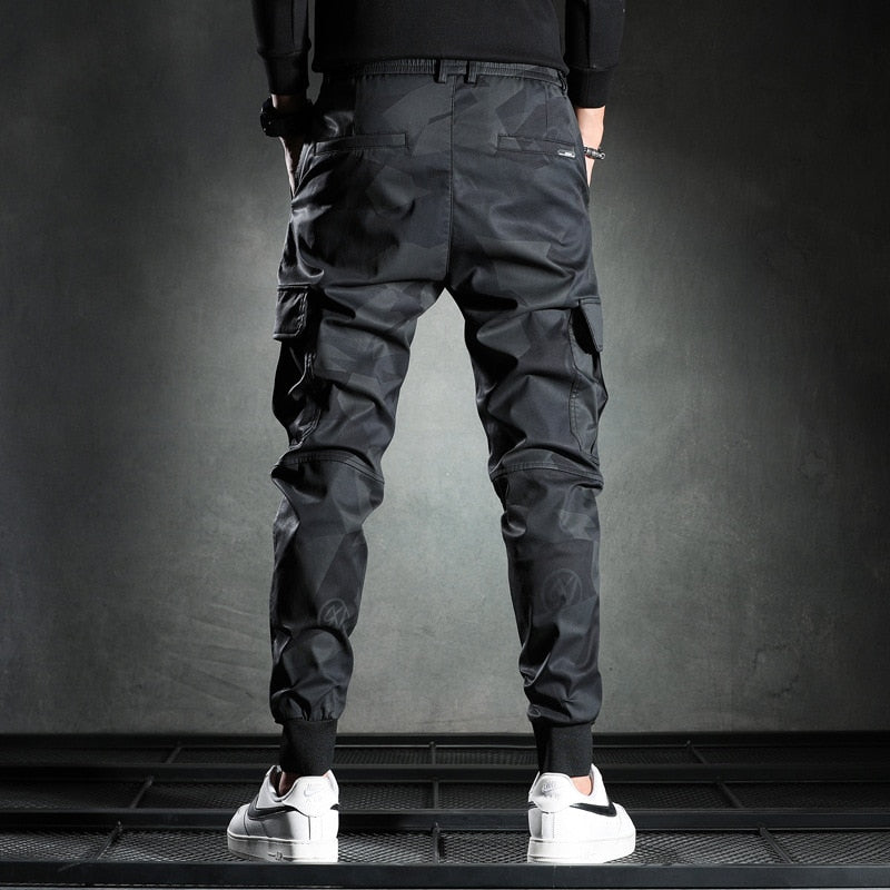 Sweatpants Men Camouflage Elasticity Military Cargo Pants Drawstring Multi Pockets