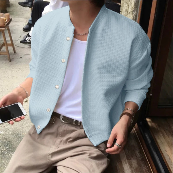 Mens Stand Collar Button Down Jacket Oversized Streetwear Coat