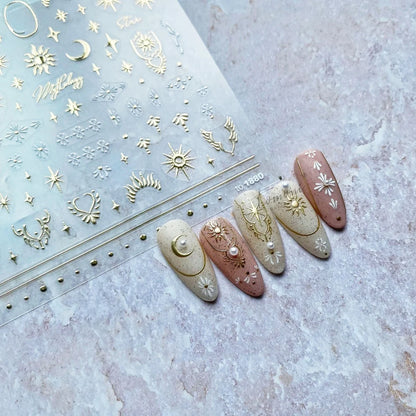 Gilding Crescent Moon Sun Star Nail sticker