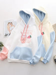 Kawaii Winter Wardrobe Essential Korean Ladies' Strawberry Print Hoodie
