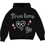 Black Love Foam Print Y2K Oversized Hoodie Women's Streetwear