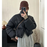 Women Cropped Cotton Padded Puffer Jacket Plus Size