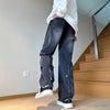Mens Korean Streetwear Wide Leg Jeans Loose Denim Pants