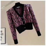 Chic Contrast Color Jacquard Short Sweater Your Go-To Spring & Autumn Fashion