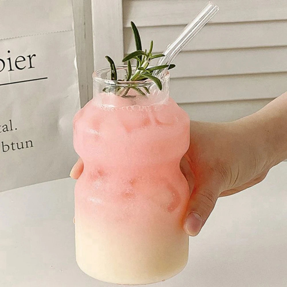 250/440ML Ripple Glass Cup Iced Coffee Mug Heat-Resistant Transparent Glass