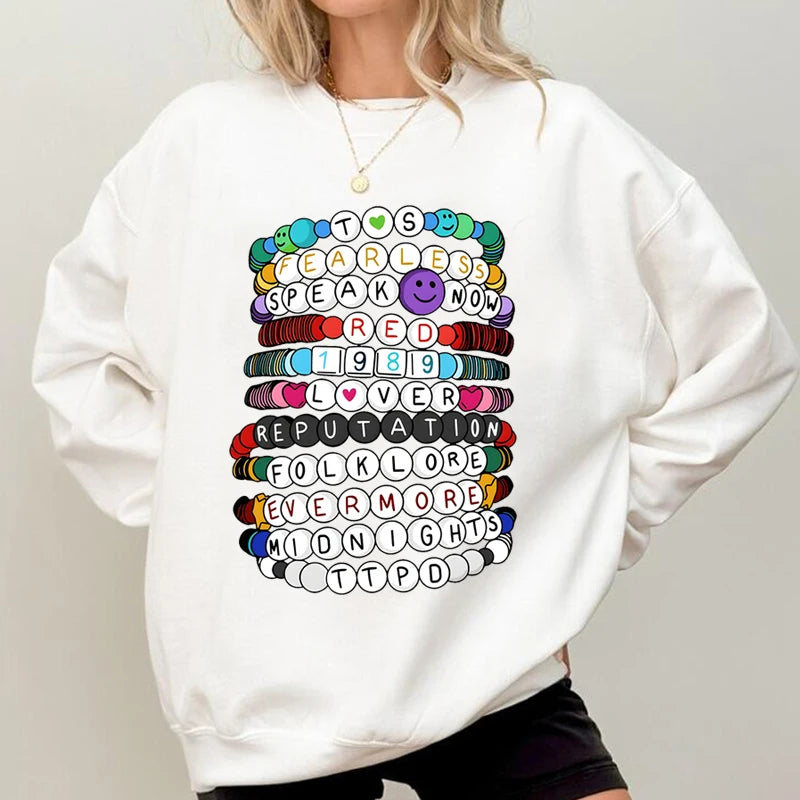 Eras Tour Bracelet Sweatshirt Women The Tortured Poets Long Sleeve