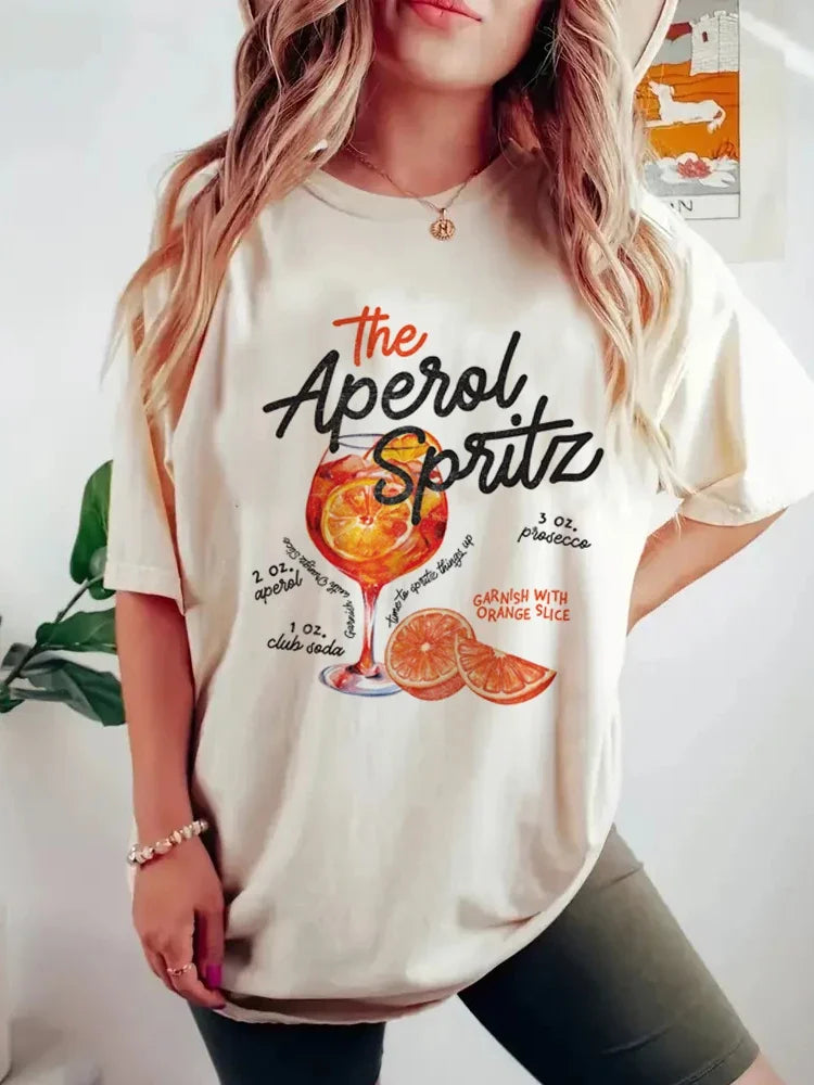 Aperol Spritz Graphic Tee Women’s Vintage Harajuku Casual Top