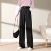 Womens Wool Pants High Waist Straight Leg Thickened Winter Trousers