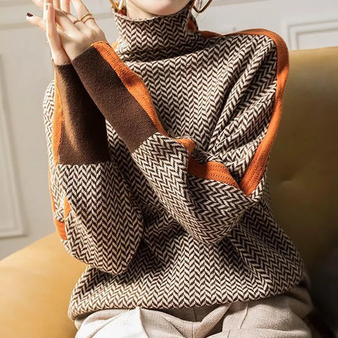 Chic Sexy Turtleneck Knitted Sweater for Women Slim Fit Popular Sweet Style