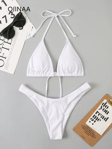 Captivating White Lace-Up Bikini for Summer Glam