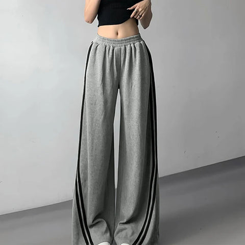 Striped High Waist Pants Casual Loose Straight Streetwear