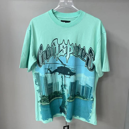 Vintage Abstract Letter Mens Short Sleeve Tshirt Harajuku Hip Hop T-shirt