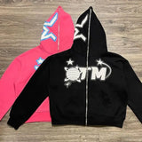 Y2k Men Streetwear Hoodie Sweatshirts Fairy Grunge Pullover Letter Star Pattern Goth Top