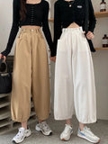 Streetwear Ankle Length Cargo Pants Vintage High Waist Loose Casual Bloomers