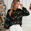 Women’s Christmas Knitted Sweater – Fashion Loose Pullover with Holiday Lights Design