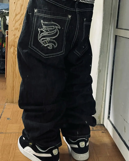 Gothic Harajuku Y2K Baggy Jeans for Men Streetwear Trousers
