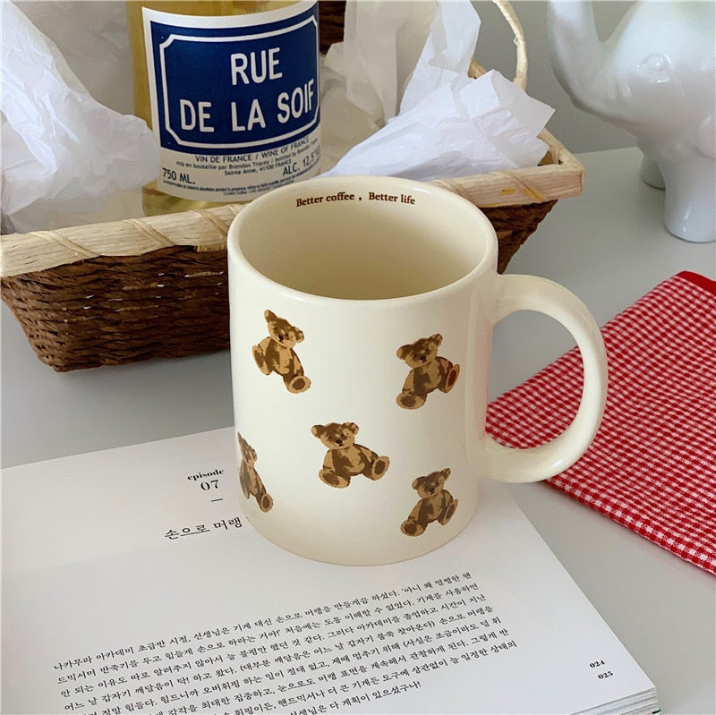 Korean Style Cartoon Bear Mug Cute Water Cup Heat resistant Ceramic Cup