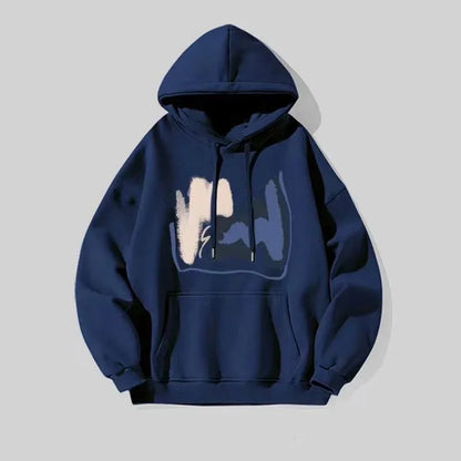 Spring Autumn Men's Casual Hoodie Loose Breathable Printed Sweatshirt