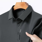 Solid Color Polo Shirt Breathable And Comfortable Elastic Top For Men