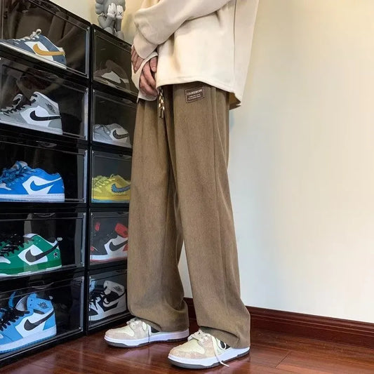 American Vintage Corduroy Pants Men Wide Leg