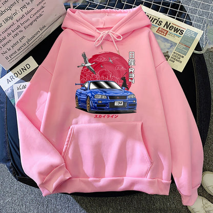 Hoodie Men Sweatshirts for Car Japanese Streetwear