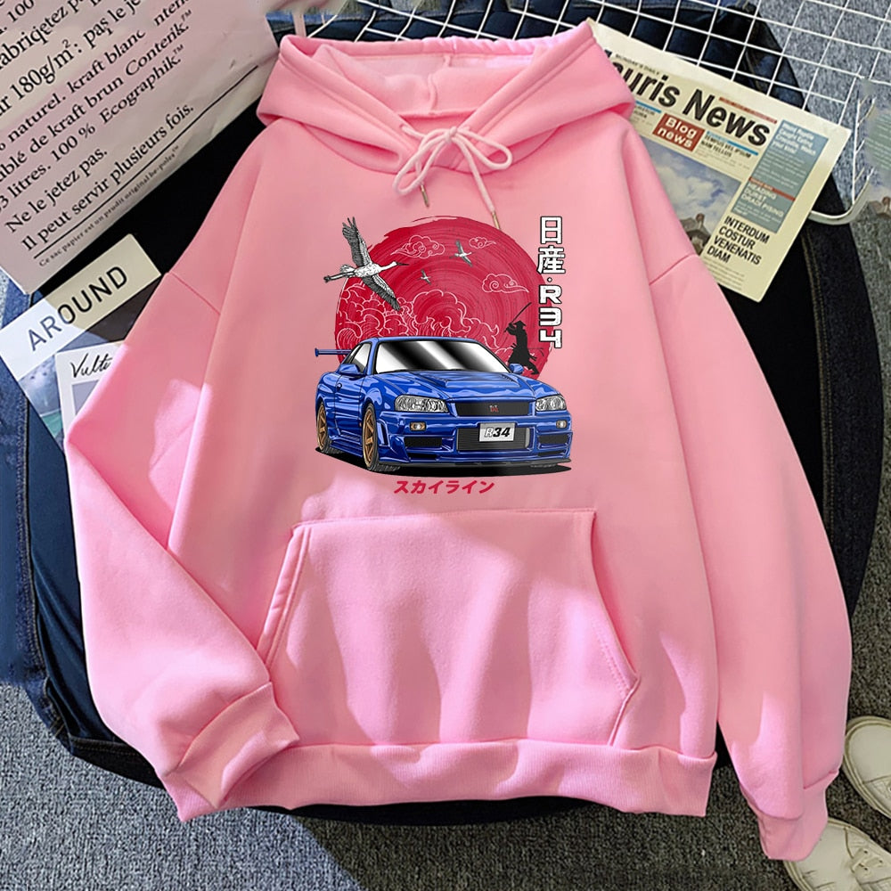 Hoodie Men for JDM Car Japanese Streetwear Casual