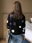 Damen Pullover Pullover Koreanische Blumenstickerei