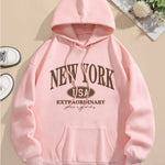 Drawstring Long Sleeve Casual Hooded Sweatshirt