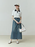 Denim Skirt for Women Design Retro High Waist Pure Cotton Ankle Length