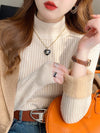 Women's 2025 Winter Retro Turtleneck Sweater with Velvet Lining