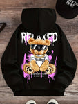 Women's Bear Print Fleece Hoodie