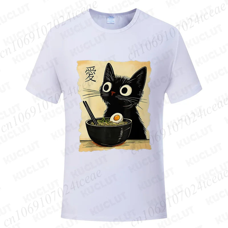 Kawaii Cat Ramen Japanese Anime T-Shirt