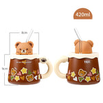 Creative Cute Lovely Bear Ceramic Mug with Lid