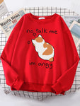 Women Sweatshirts Harajuku Cute Angy Cat