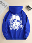 Men Face Print Hoodie with Kangaroo Pocket