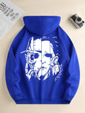 Men Face Print Hoodie with Kangaroo Pocket