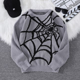 Men Spider Web Knit Pullover Sweater